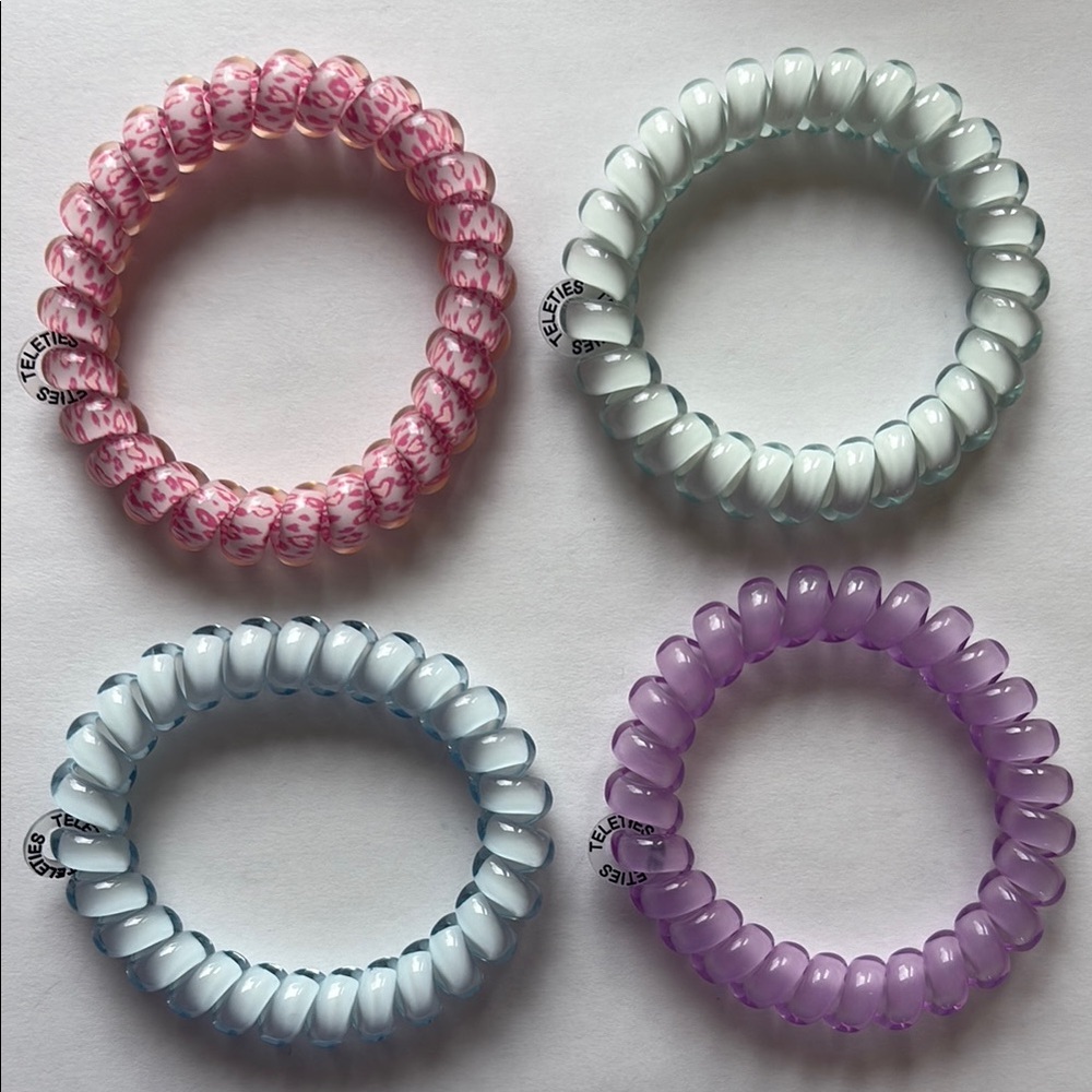Teleties Pink and White Spiral Hair Ties
